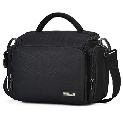  CADeN Compact Camera Shoulder Bag Case for Nikon Canon Sony Mirrorless DSLR SLR Cameras and Lenses Large Black