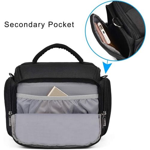  CADeN Compact Camera Shoulder Bag Case for Nikon Canon Sony Mirrorless DSLR SLR Cameras and Lenses Large Black