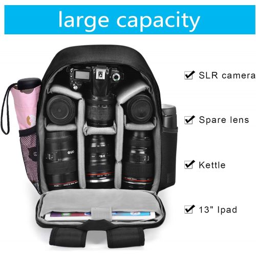  CADeN Camera Backpack Bag for DSLR/SLR Mirrorless Camera with USB Charging Port Professional Waterproof, Camera Case Compatible for Sony Canon Nikon Camera and Lens Accessories