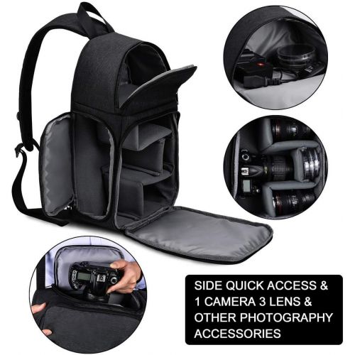  CADeN Camera Bag Sling Backpack for DSLR/SLR Mirrorless Camera Waterproof, Camera Case Compatible for Sony Canon Nikon Camera and Lens Tripod Accessories Black