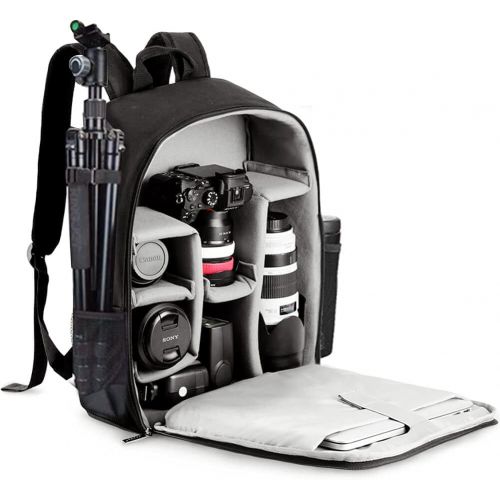  CADeN Camera Backpack Bag with Laptop Compartment 15.6 for DSLR/SLR Mirrorless Camera Waterproof, Camera Case Compatible for Sony Canon Nikon Camera and Lens Tripod Accessories Bla