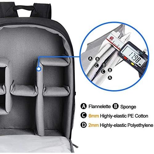  CADeN Camera Backpack Bag with Laptop Compartment 15.6 for DSLR/SLR Mirrorless Camera Waterproof, Camera Case Compatible for Sony Canon Nikon Camera and Lens Tripod Accessories Bla