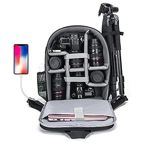  CADeN Camera Backpack Bag for DSLR/SLR Mirrorless Camera Waterproof with 15.6 inch Laptop Compartment, USB Charging Port, Tripod Holder, Rain Cover, Camera Case Compatible for Sony