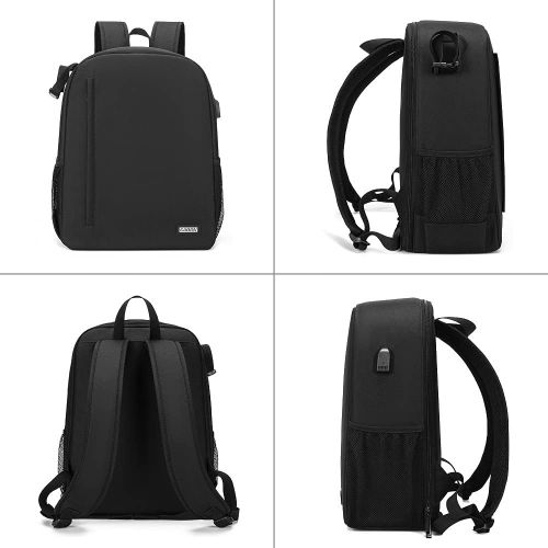  CADeN Camera Backpack Bag for DSLR/SLR Mirrorless Camera Waterproof with 15.6 inch Laptop Compartment, USB Charging Port, Tripod Holder, Rain Cover, Camera Case Compatible for Sony