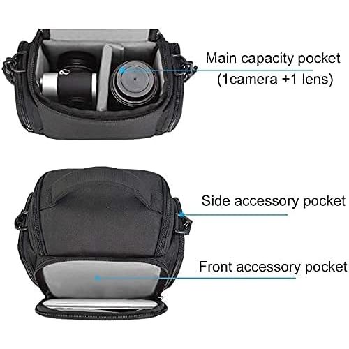  CADeN Compact Camera Shoulder Crossbody Bag Case Compatible for Nikon, Canon, Sony SLR/DSLR Mirrorless Cameras and Lenses Waterproof Black