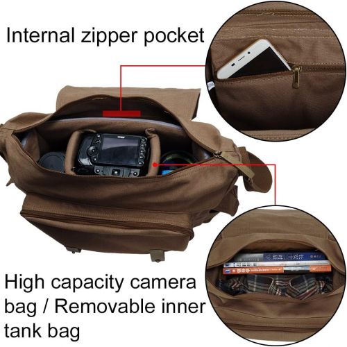  Visit the CADeN Store CADeN Lightweight Vintage Waterproof Canvas DSLR SLR Shockproof Camera Shoulder Messenger Bag Compatible for Canon Sony Nikon