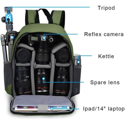 [아마존베스트]CADEN DSLR SLR Camera Bag Backpack for Mirrorless Cameras/Photographers, Camera Case Backpack Waterproof for Nikon Canon Sony Lens Tripod Accessories Photography Men Women