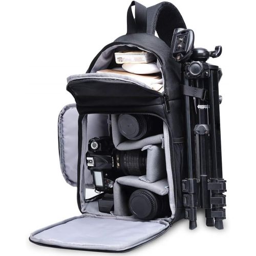  CADEN DSLR Camera Sling Bag Backpack Waterproof, Camera Case Sling Backpack with Tripod Holder, Side Access and Modular Inserts for Mirrorless Cameras Canon Nikon Sony Pentax
