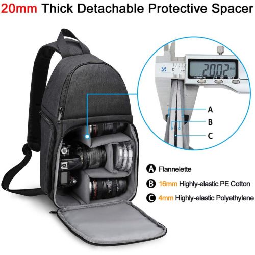  CADEN DSLR Camera Sling Bag Backpack Waterproof, Camera Case Sling Backpack with Tripod Holder, Side Access and Modular Inserts for Mirrorless Cameras Canon Nikon Sony Pentax