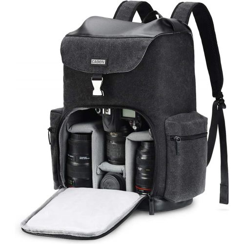  CADEN Professional Waterproof DSLR Camera Backpack Bag Canvas with Laptop Compartment 14 and Tripod Holder, Camera Case Backpack Large for Mirrorless Cameras Canon Nikon Sony Penta