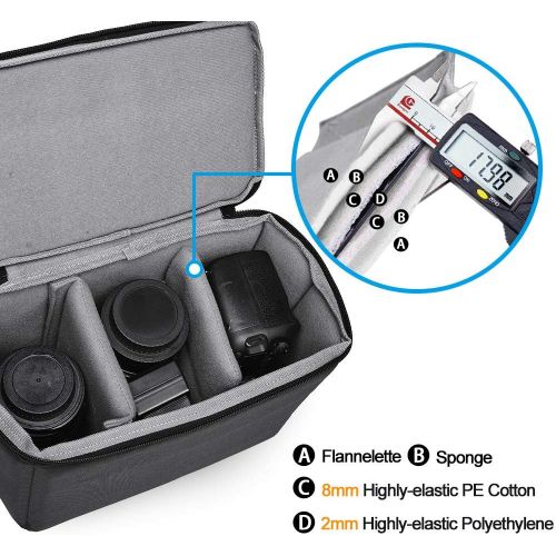  CADeN Camera Insert Bag Padded Inner Case DSLR SLR Camera Travel Case for Sony, Canon, Nikon, Olympus Foldable Black