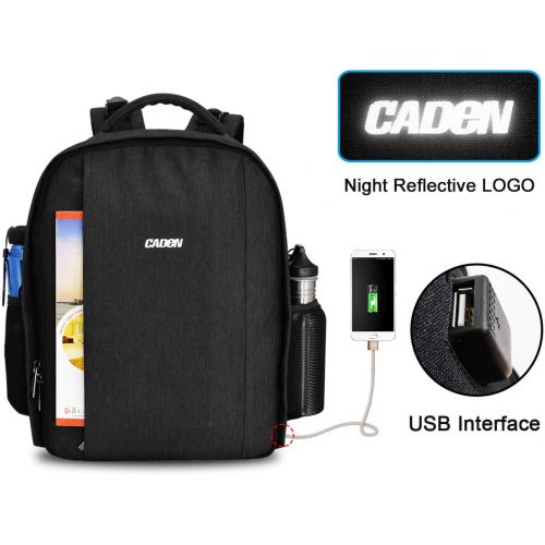  CADeN Waterproof DSLR Camera Bag Backpack Professional Large Camera Backpack with Laptop Compartment 14,Tripod Holder, USB Charging and Rain Cover for Nikon Canon Sony Mirrorless C