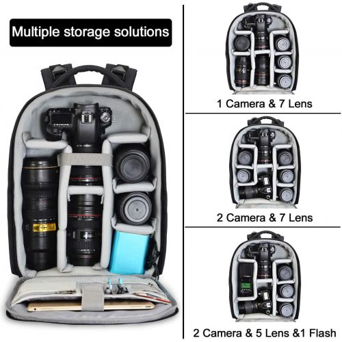  CADeN Waterproof DSLR Camera Bag Backpack Professional Large Camera Backpack with Laptop Compartment 14,Tripod Holder, USB Charging and Rain Cover for Nikon Canon Sony Mirrorless C