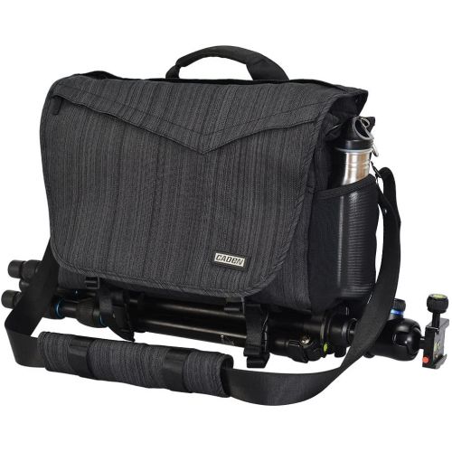  CADeN Camera Bag Case Shoulder Messenger Photography Bag with Laptop Compartment 14, Tripod Holder, Compatible for Nikon, Canon, Sony, DSLR SLR Mirrorless Cameras?Waterproof Black