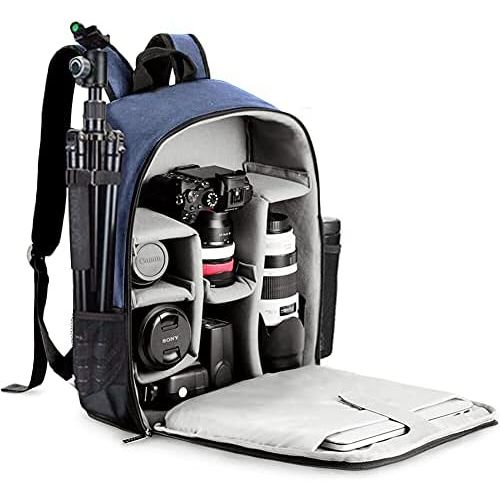  CADeN Camera Backpack Bag with Laptop Compartment 15.6 for DSLR/SLR Mirrorless Camera Waterproof, Camera Case Compatible for Sony Canon Nikon Camera and Lens Tripod Accessories Blu