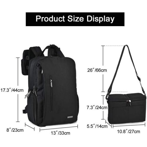  CADeN DSLR Camera Backpack Bag Waterproof Anti Theft with 15.6 inch Laptop Compartment, USB Charging Port, Tripod Holder, Rain Cover, Inner Case, Compatible for Sony Canon Nikon Ol