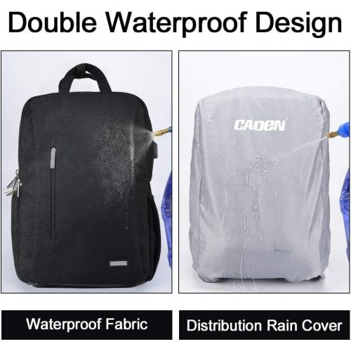  CADeN DSLR Camera Backpack Bag Waterproof Anti Theft with 15.6 inch Laptop Compartment, USB Charging Port, Tripod Holder, Rain Cover, Inner Case, Compatible for Sony Canon Nikon Ol