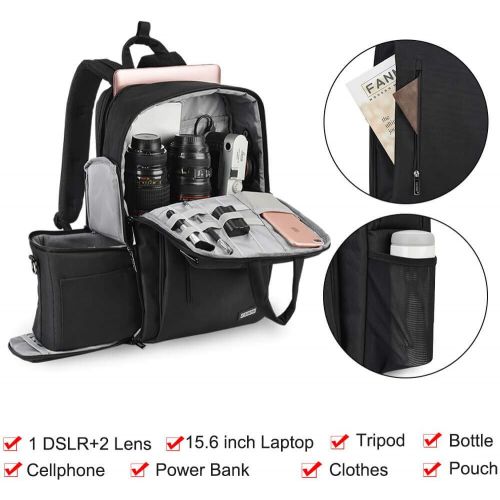  CADeN DSLR Camera Backpack Bag Waterproof Anti Theft with 15.6 inch Laptop Compartment, USB Charging Port, Tripod Holder, Rain Cover, Inner Case, Compatible for Sony Canon Nikon Ol