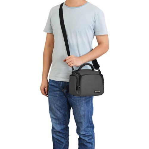  CADeN Compact Camera Shoulder Crossbody Bag Case Compatible for Nikon, Canon, Sony SLR/DSLR Mirrorless Cameras and Lenses Waterproof Grey