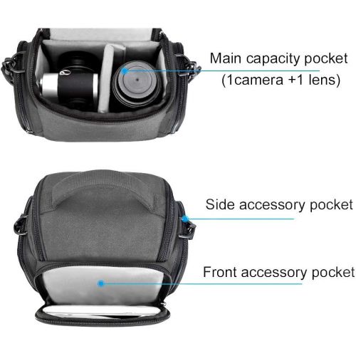  CADeN Compact Camera Shoulder Crossbody Bag Case Compatible for Nikon, Canon, Sony SLR/DSLR Mirrorless Cameras and Lenses Waterproof Grey