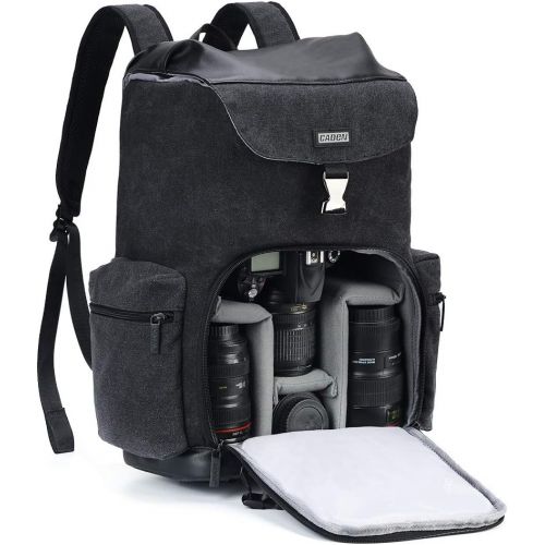  CADeN Camera Backpack Canvas Camera Bag for DSLR/SLR Mirrorless Camera with 14 inch Laptop Compartment, Camera Case Compatible for Sony Canon Nikon Cameras and Lens Tripod Waterpro