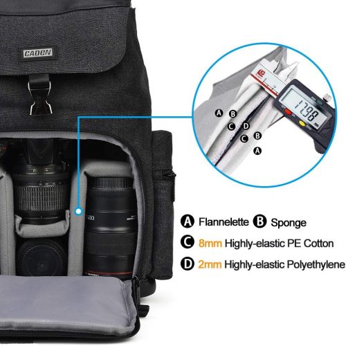  CADeN Camera Backpack Canvas Camera Bag for DSLR/SLR Mirrorless Camera with 14 inch Laptop Compartment, Camera Case Compatible for Sony Canon Nikon Cameras and Lens Tripod Waterpro