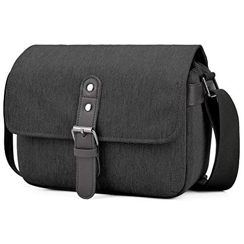  CADeN Compact Camera Shoulder Bag Case Compatible for Nikon, Canon, Sony SLR/DSLR Mirrorless Cameras and Lenses Waterproof Black