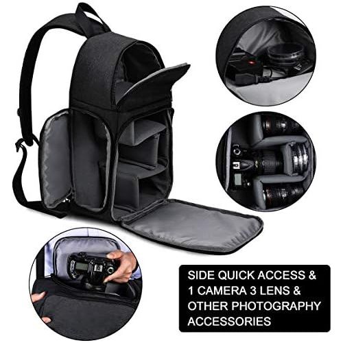  CADeN Camera Bag Sling Backpack for DSLR/SLR Mirrorless Camera Waterproof, Camera Case Compatible for Sony Canon Nikon Camera and Lens Tripod Accessories Black