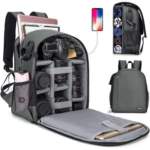  CADeN Camera Backpack Bag for DSLR/SLR Mirrorless Camera Waterproof with 14 inch Laptop Compartment, USB Charging Port, Tripod Holder, Rain Cover, Camera Case Compatible for Sony C