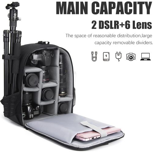  CADeN Camera Backpack Bag Professional for DSLR/SLR Mirrorless Camera Waterproof, Camera Case Compatible for Sony Canon Nikon Camera and Lens Tripod Accessories (Large, 5.0 Black)