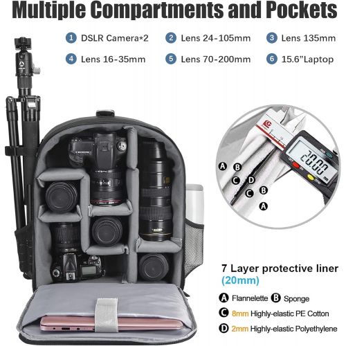  CADeN Camera Backpack Bag Professional for DSLR/SLR Mirrorless Camera Waterproof, Camera Case Compatible for Sony Canon Nikon Camera and Lens Tripod Accessories (Large, 5.0 Black)