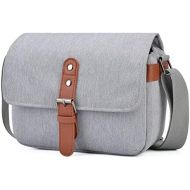 CADeN Compact Camera Shoulder Bag, Retro DSLR SLR Mirrorless Camera Messenger Case Bag Compatible with 1 Nikon Canon Sony Mirrorless Cameras 1/2 Len Accessories(Light Grey)