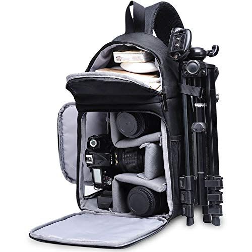  CADEN DSLR Camera Sling Bag Backpack Waterproof, Camera Case Sling Backpack with Tripod Holder, Side Access and Modular Inserts for Mirrorless Cameras Canon Nikon Sony Pentax