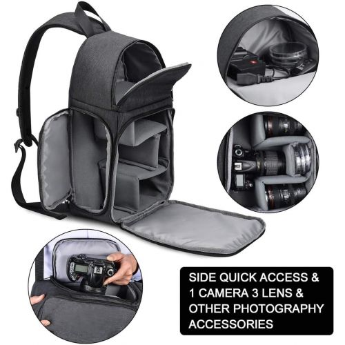  CADEN DSLR Camera Sling Bag Backpack Waterproof, Camera Case Sling Backpack with Tripod Holder, Side Access and Modular Inserts for Mirrorless Cameras Canon Nikon Sony Pentax