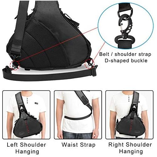  CADeN Camera Bag Sling Backpack Camera Case Waterproof with Rain Cover Tripod Holder, Compatible for DSLR/SLR Mirrorless Cameras (Canon Nikon Sony Pentax) and Accessories Black