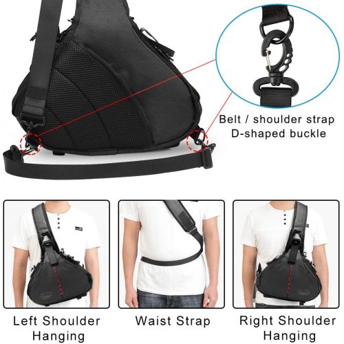  CADeN Camera Bag Sling Backpack Camera Case Waterproof with Rain Cover Tripod Holder, Compatible for DSLR/SLR Mirrorless Cameras (Canon Nikon Sony Pentax) and Accessories Black