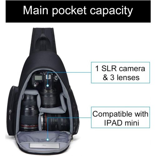  CADeN Camera Bag Sling Backpack, Camera Case Backpack with Tripod Holder for DSLR/SLR Mirrorless Cameras (Canon Nikon Sony Pentax) Black