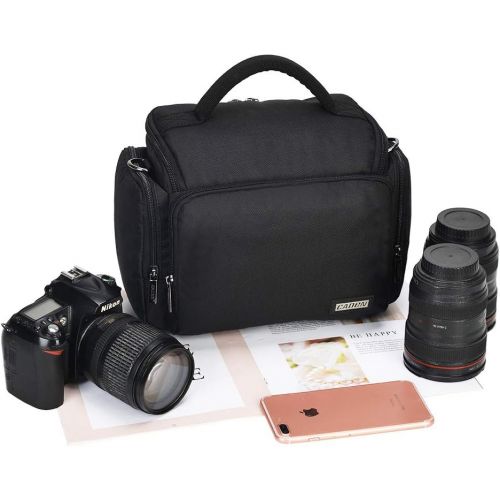  CADeN Camera Shoulder Crossbody Bag Case Compatible for Nikon, Canon, Sony SLR/DSLR Mirrorless Cameras and Lenses Waterproof Black Large