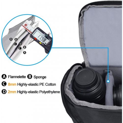  CADeN Camera Shoulder Crossbody Bag Case Compatible for Nikon, Canon, Sony SLR/DSLR Mirrorless Cameras and Lenses Waterproof Black Large
