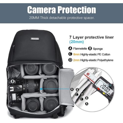  CADeN Camera Backpack Waterproof Camera Bag Large, Camera Case with 13 Inch Laptop Compartment Compatible for Sony Canon Nikon Camera and Lens Tripod Accessories