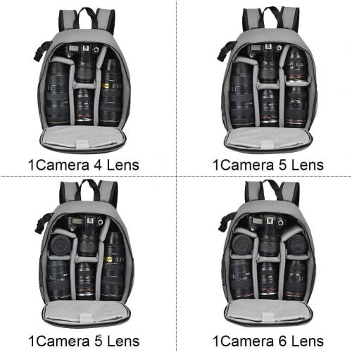  CADeN Camera Backpack Bag Professional for DSLR/SLR Mirrorless Camera Waterproof, Camera Case Compatible for Sony Canon Nikon Camera and Lens Tripod Accessories Gray