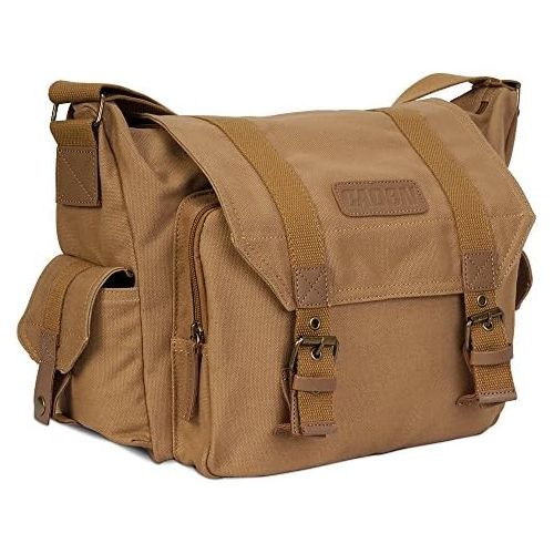  CADeN Camera Bag Case Canvas Compatible for Nikon, Canon, Sony DSLR/SLR Mirrorless Camera with Tripod Holder, Camera Shoulder Messenger Bag for?Men/Women Khaki