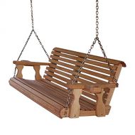 CAF Amish Heavy Duty 800 Lb Roll Back 5ft. Treated Porch Swing With Cupholders - Cedar Stain