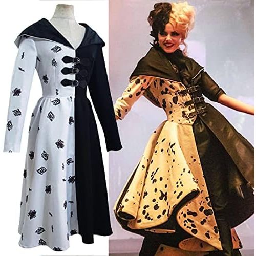  할로윈 용품CAFELE Cruella deVil Cosplay Costume Black and White Synthetic Hair for Women Girls Halloween Christmas Carnival Party