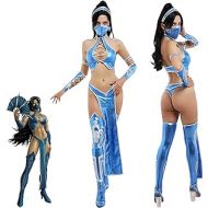CAFELE Mortal Kombat 11 Kitana Cosplay MK Game Battle Suits Outfits Full Set Bodysuit Halloween Costume for Adult Women