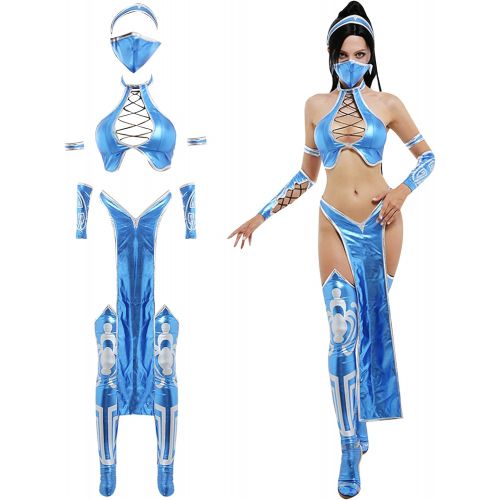  할로윈 용품CAFELE Mortal Kombat 11 Kitana Cosplay MK Game Battle Suits Outfits Full Set Bodysuit Halloween Costume for Adult Women