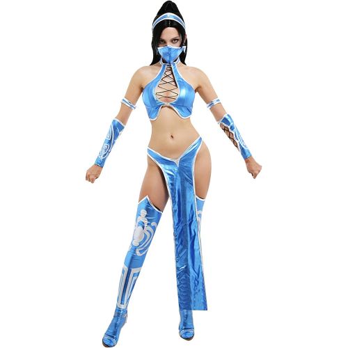  할로윈 용품CAFELE Mortal Kombat 11 Kitana Cosplay MK Game Battle Suits Outfits Full Set Bodysuit Halloween Costume for Adult Women