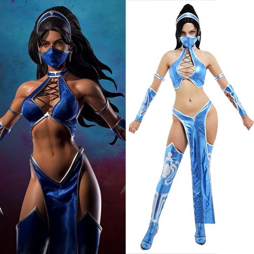  할로윈 용품CAFELE Mortal Kombat 11 Kitana Cosplay MK Game Battle Suits Outfits Full Set Bodysuit Halloween Costume for Adult Women