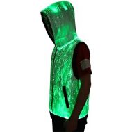 CAFELE Unisex 7 Colors Modes Fiber Optical Light Up Hoodie Longshirt Jacket Party Club Costume