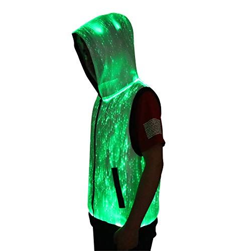  할로윈 용품CAFELE Unisex 7 Colors Modes Fiber Optical Light Up Hoodie Longshirt Jacket Party Club Costume